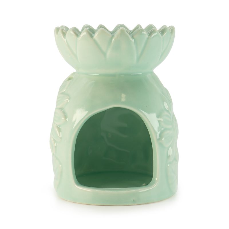 Ceramiczny Kominek Zapachowy Słonecznik - Pastelowa Zieleń