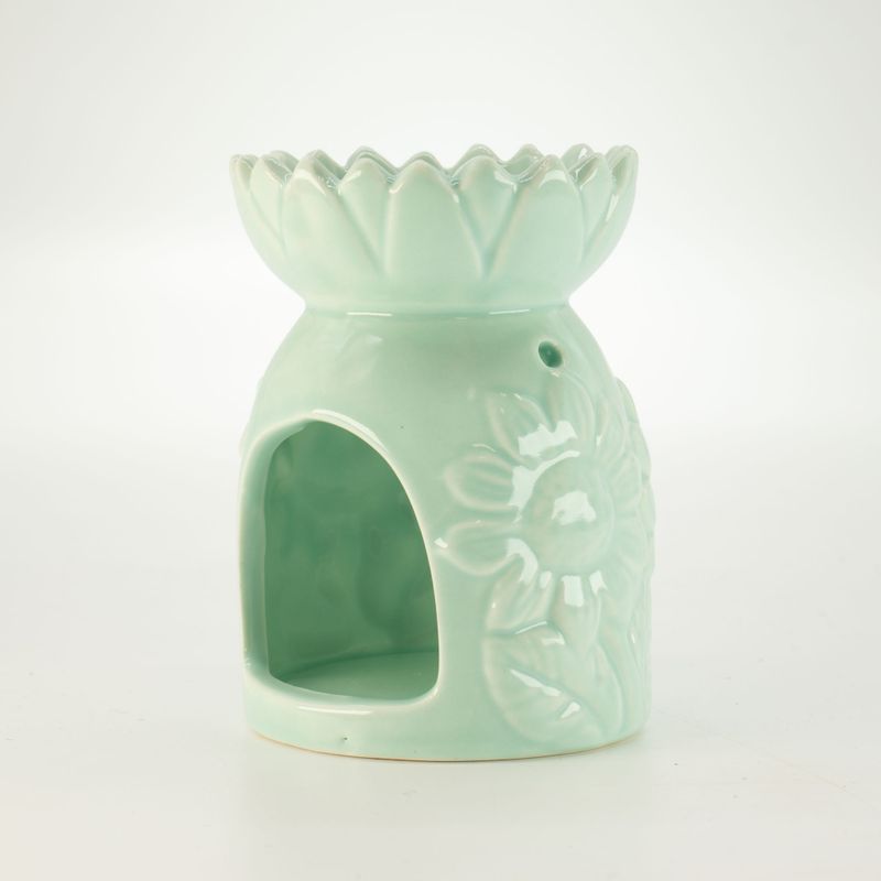 Ceramiczny Kominek Zapachowy Słonecznik - Pastelowa Zieleń