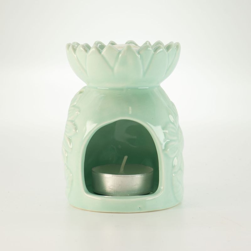 Ceramiczny Kominek Zapachowy Słonecznik - Pastelowa Zieleń