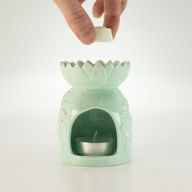 Ceramiczny Kominek Zapachowy Słonecznik - Pastelowa Zieleń