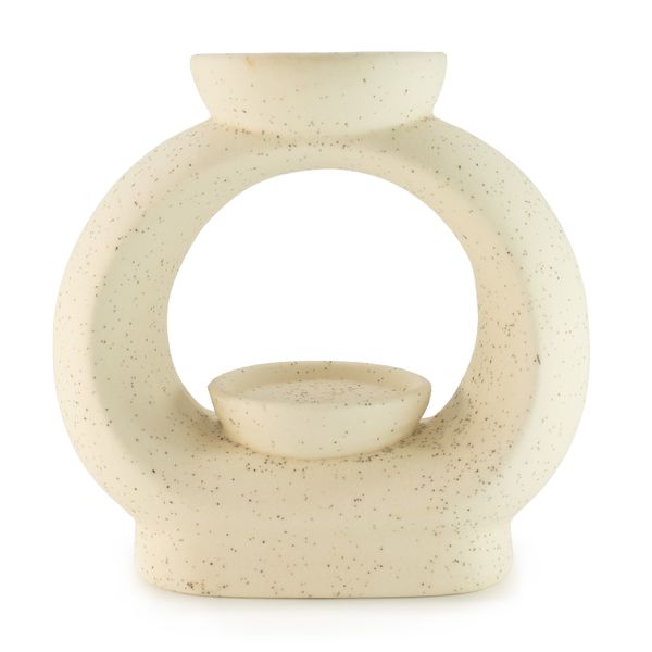 Ceramiczny Kominek Zapachowy Zen - Duży Owalny Kamyk - Kremowobiały