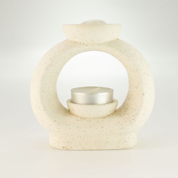 Ceramiczny Kominek Zapachowy Zen - Duży Owalny Kamyk - Kremowobiały