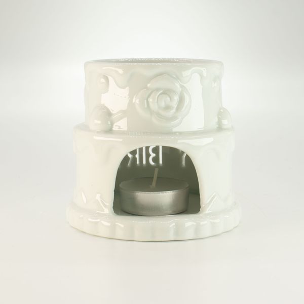 Ceramiczny Kominek Zapachowy Tort - HAPPY BIRTHDAY - Biały