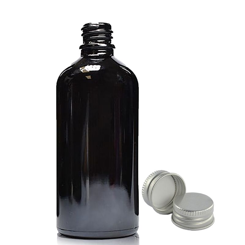 100 ml Butelka z Czarnego Szkła z Aluminiową Zakrętką