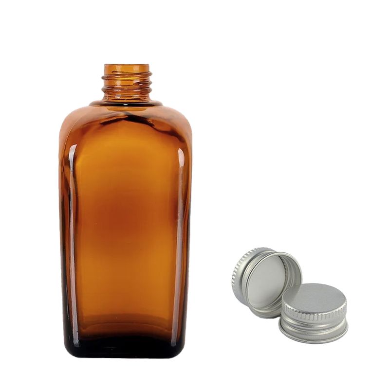 100 ml Butelka z Bursztynowego Szkła z Aluminiową Zakrętką