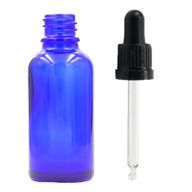 100 ml Butelka z Niebieskiego Szkła z Czarną Zakrętką z Pipetą