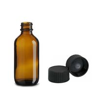 60 ml Butelka Boston ze Szkła Bursztynowego z Czarną Plastikową Zakrętką