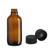 120 ml Butelka Boston ze Szkła Bursztynowego z Czarną Plastikową Zakrętką