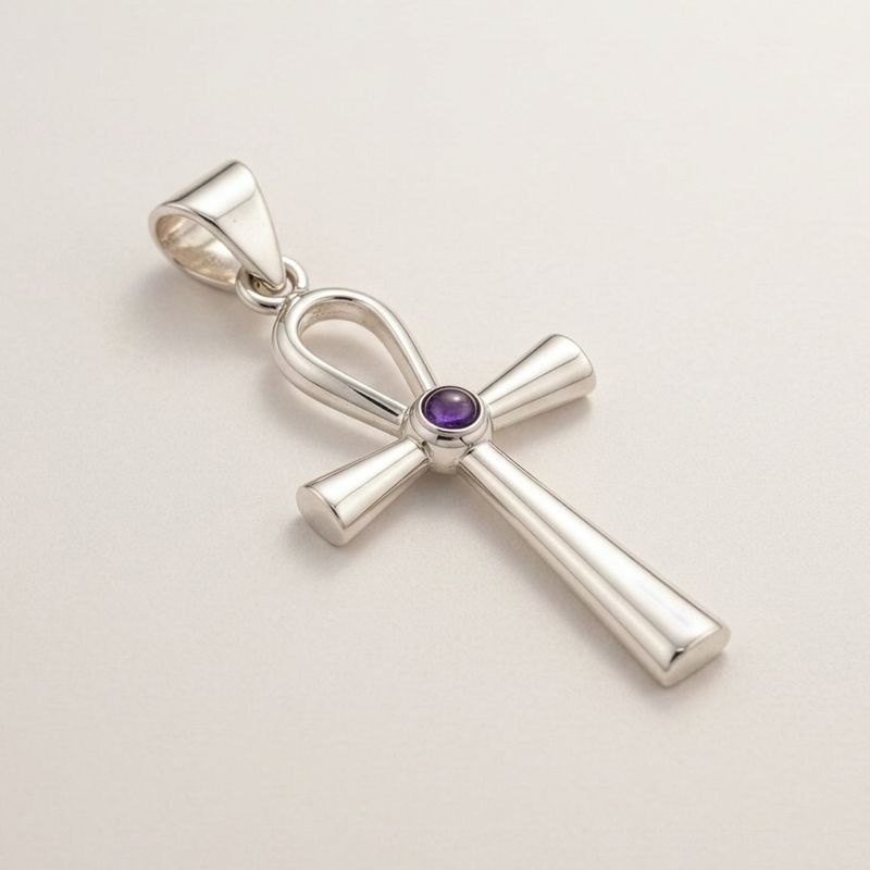 Posrebrzany Naszyjnik Duchowy - Symbol Ankh