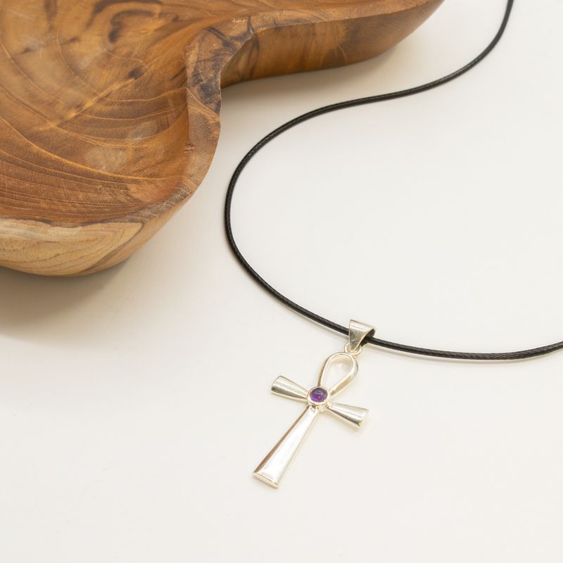 Posrebrzany Naszyjnik Duchowy - Symbol Ankh