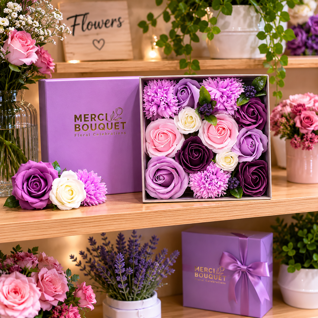 Flower Boxy z Kwiatami Mydlanymi