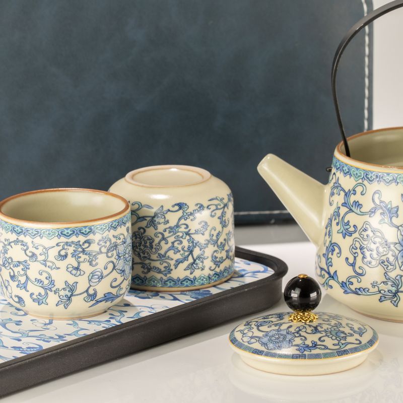 Zestaw czajnika do podróży i dwóch filiżanek - China Ru Blue