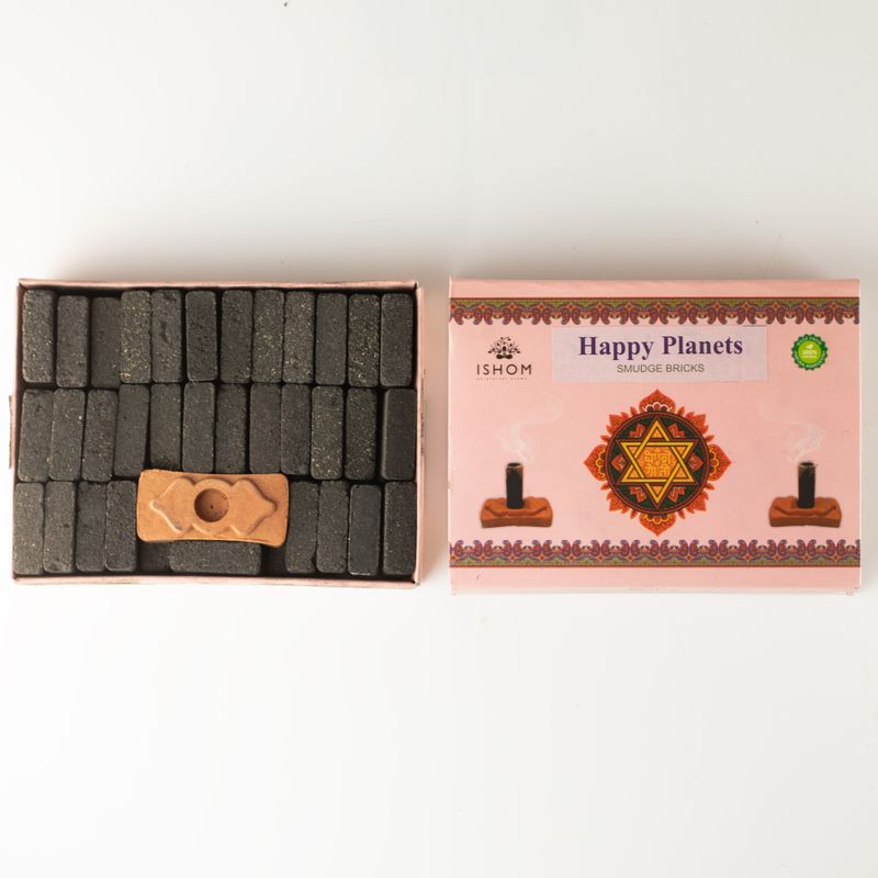 Zestaw 104 naturalnych klocków kadzidłowych i palnika - Happy Planets - Ritual Bricks