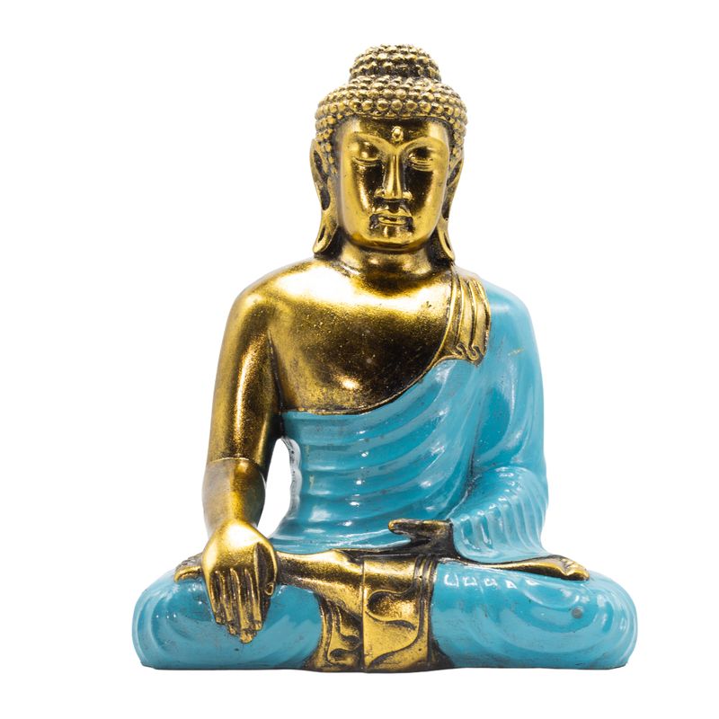 Budda turkusowo-złota - Ekstra duży 30 cm - Dotyk Ziemi (Oświecenie)
