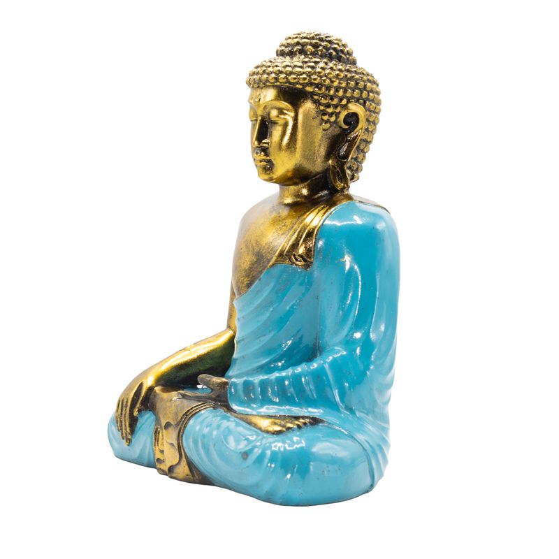 Budda turkusowo-złota - Ekstra duży 30 cm - Dotyk Ziemi (Oświecenie)