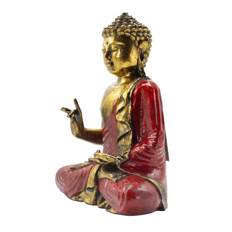 Budda czerwono-złoty – Ekstra duży 30 cm – Abhaya Mudra (Bez lęku)
