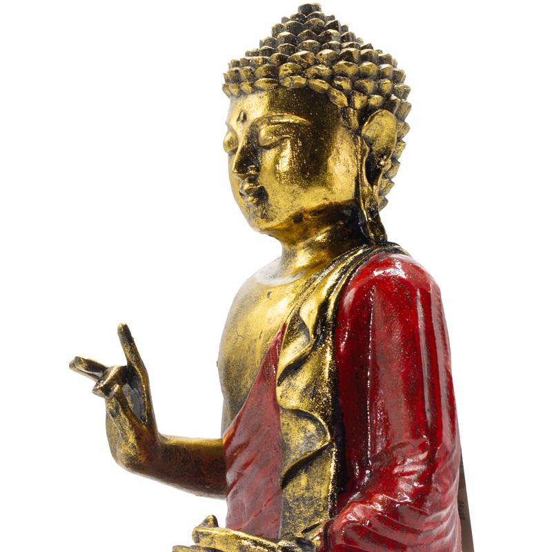 Budda czerwono-złoty – Ekstra duży 30 cm – Abhaya Mudra (Bez lęku)