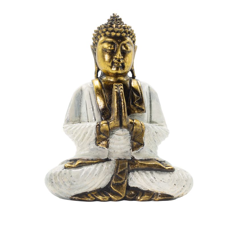 Biała i złota Budda - Ekstra duża 30 cm - Namaste (Powitanie)