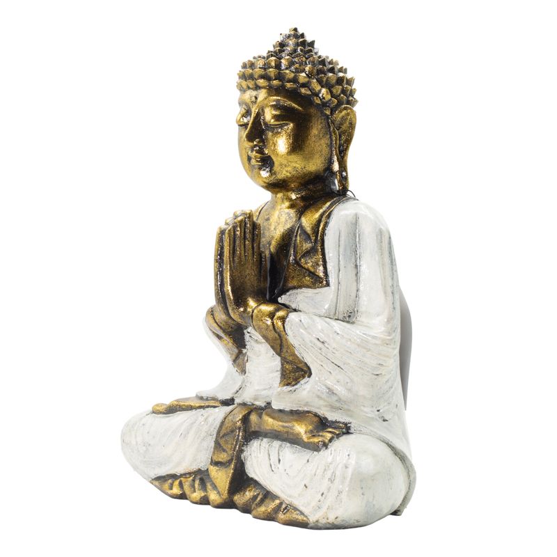 Biała i złota Budda - Ekstra duża 30 cm - Namaste (Powitanie)