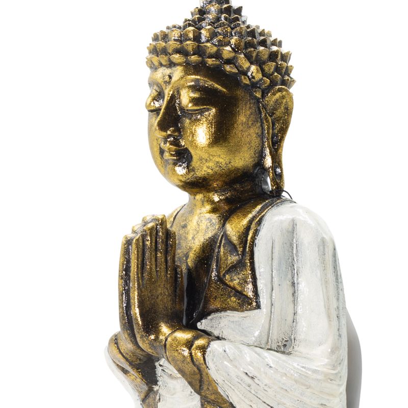 Biała i złota Budda - Ekstra duża 30 cm - Namaste (Powitanie)