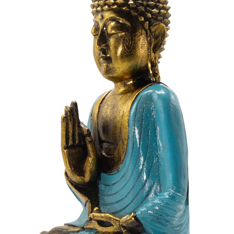 Budda turkusowo-złoty - Ekstra duży 40 cm - Vitarka Mudra (Mądrość)