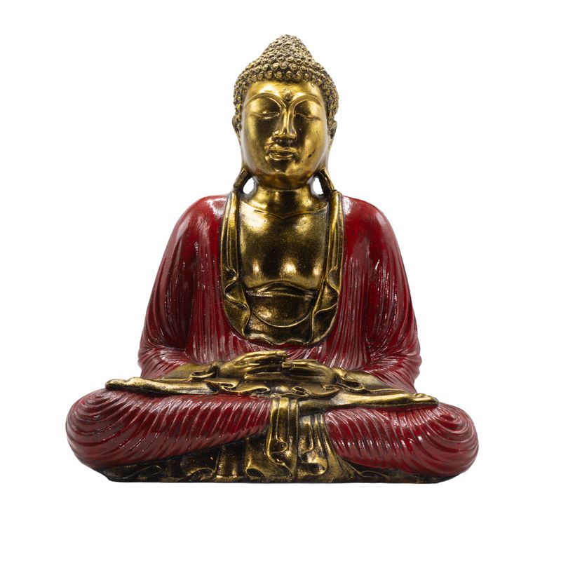 Czerwono-złoty Budda - Ekstra duży 40cm -  Duyana Mudra (Medytacja)