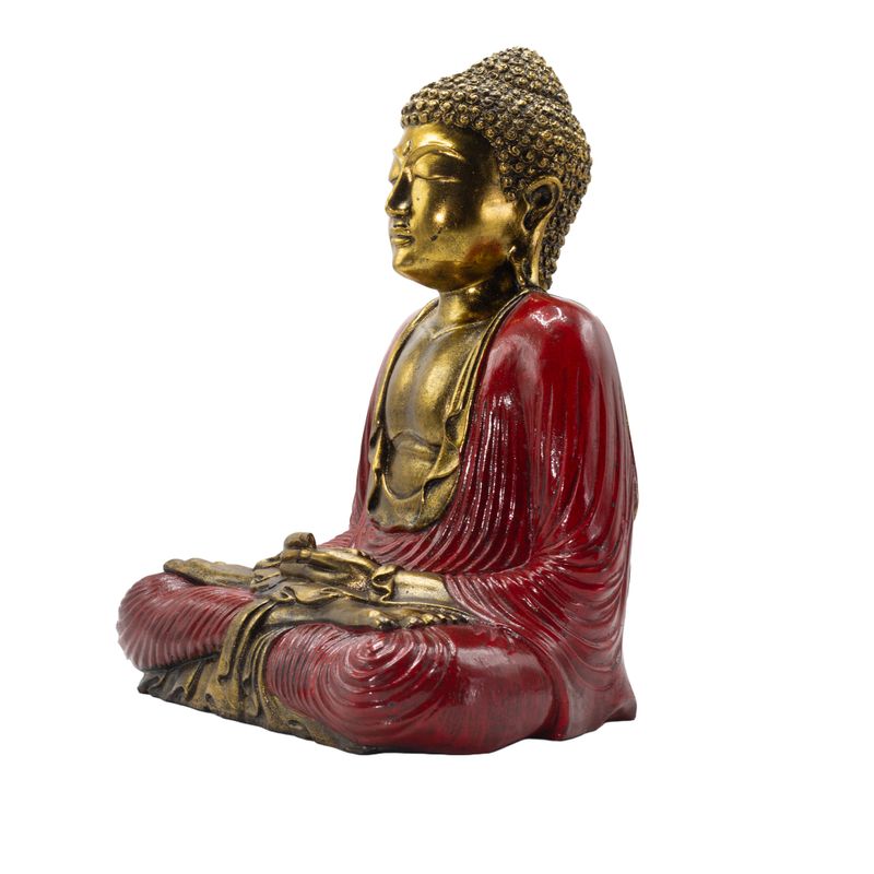 Czerwono-złoty Budda - Ekstra duży 40cm -  Duyana Mudra (Medytacja)