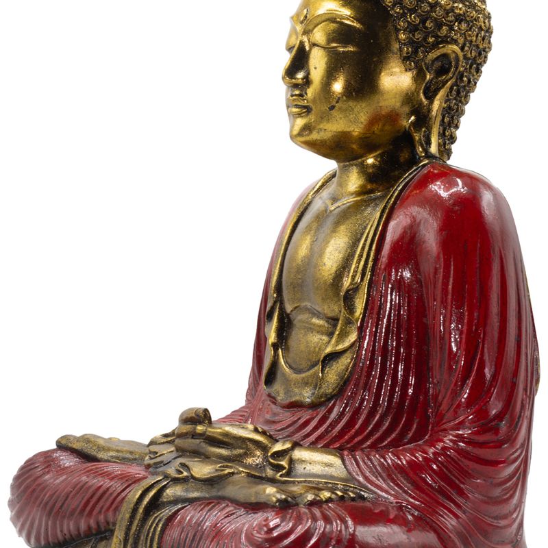 Czerwono-złoty Budda - Ekstra duży 40cm -  Duyana Mudra (Medytacja)