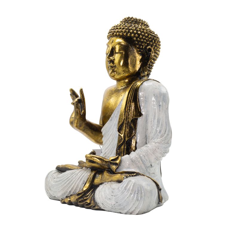 Biało-złoty Budda - Ekstra duży 40 cm - Abhaya Mudra (Bez strachu)