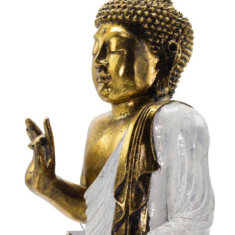 Biało-złoty Budda - Ekstra duży 40 cm - Abhaya Mudra (Bez strachu)