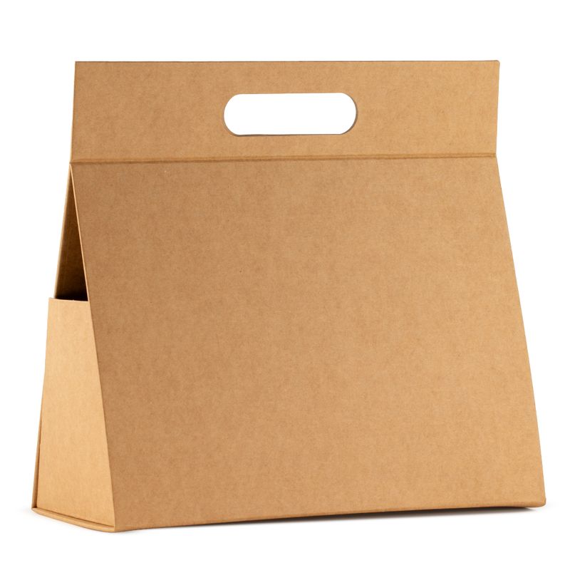 Pudełko prezentowe składane - Duże pudełko ręczne (28×12,5×26 cm) - brązowy papier kraftowy