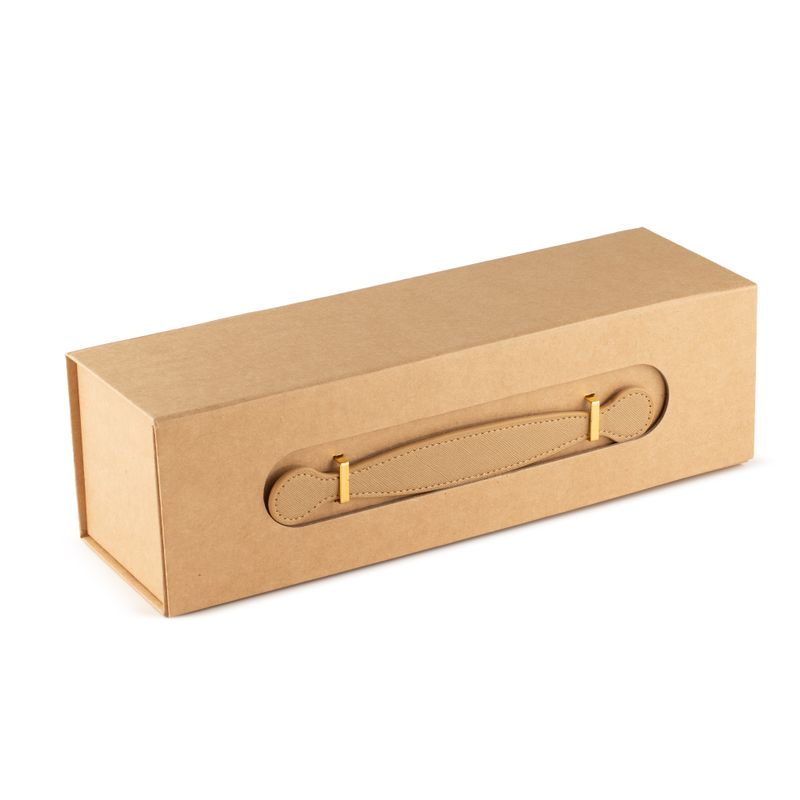 Składane pudełko prezentowe - kształt pudełka na wino (33,5×10×10,5 cm) - Brązowy Kraft