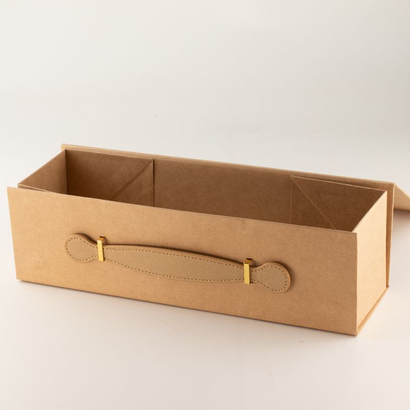 Składane pudełko prezentowe - kształt pudełka na wino (33,5×10×10,5 cm) - Brązowy Kraft
