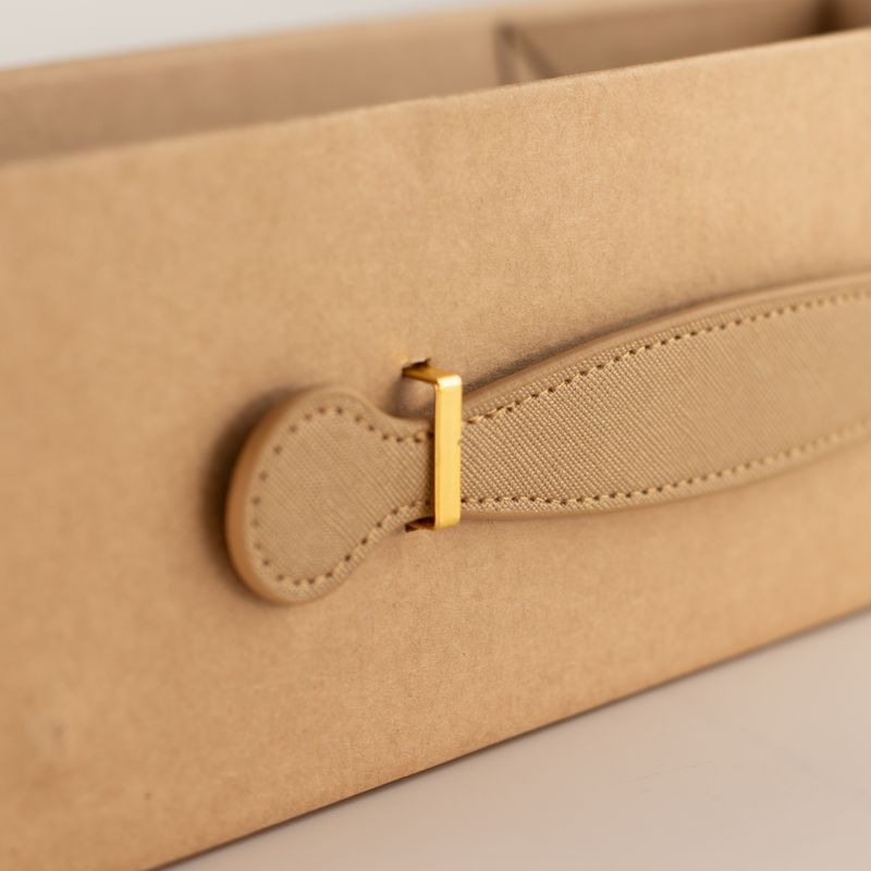 Składane pudełko prezentowe - kształt pudełka na wino (33,5×10×10,5 cm) - Brązowy Kraft