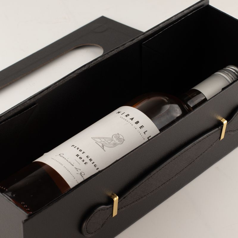 Składane pudełko prezentowe - w kształcie skrzynki na wino (33,5 x 10 x 10,5 cm) - czarne