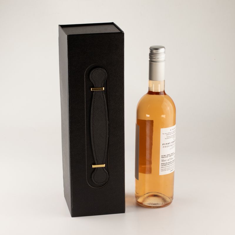 Składane pudełko prezentowe - w kształcie skrzynki na wino (33,5 x 10 x 10,5 cm) - czarne