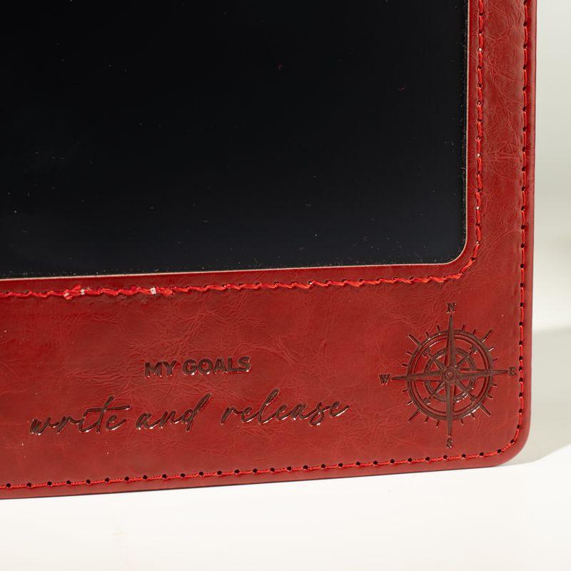 A5 Notatnik intencji - Ekran LCD do czyszczenia - Czerwony efekt skóry - 80 stron