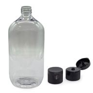 Przezroczysta butelka plastikowa typu Boston 1000 ml z zamknięciem typu flip-top 28 mm
