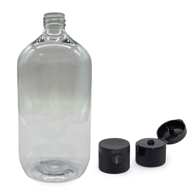 Przezroczysta butelka plastikowa typu Boston 1000 ml z zamknięciem typu flip-top 28 mm