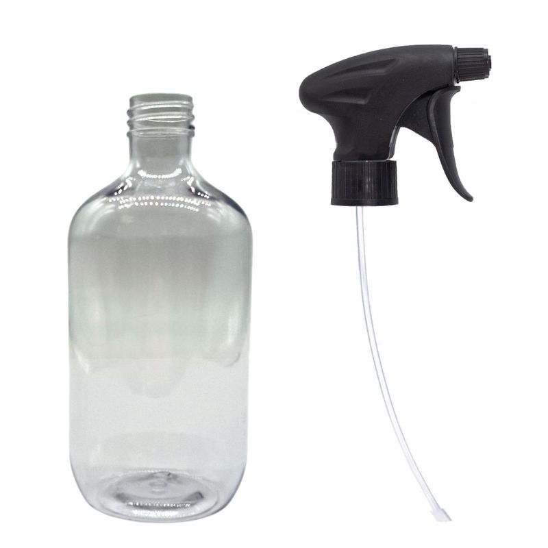Przezroczysta butelka plastikowa typu Boston 500 ml z atomizerem 28 mm