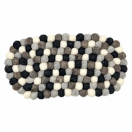 Owalna mata z filcowych kulek - 38x18cm wielokolorowa szara