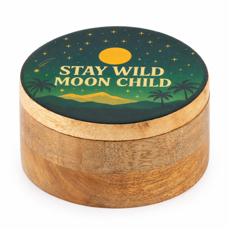 Okrągłe emaliowane pudełko – Stay Wild Moon Child