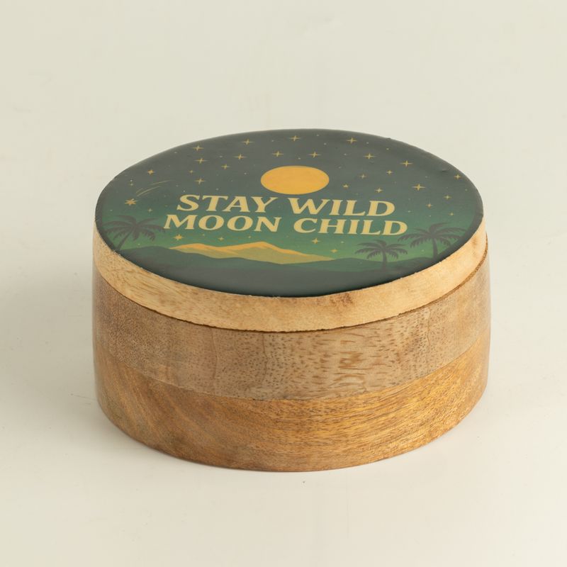 Okrągłe emaliowane pudełko – Stay Wild Moon Child