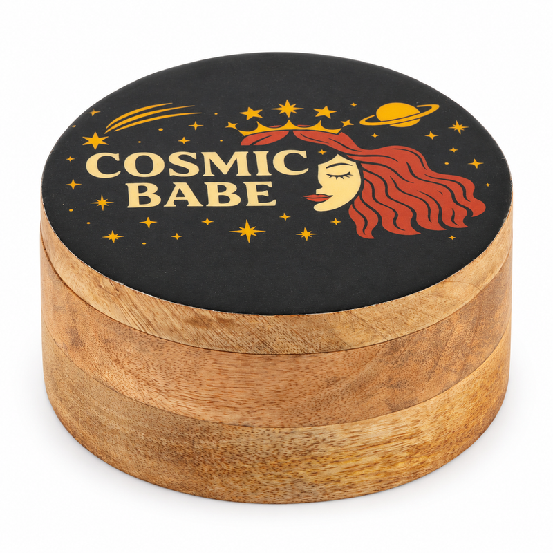 Okrągłe emaliowane pudełko – Cosmic Babe