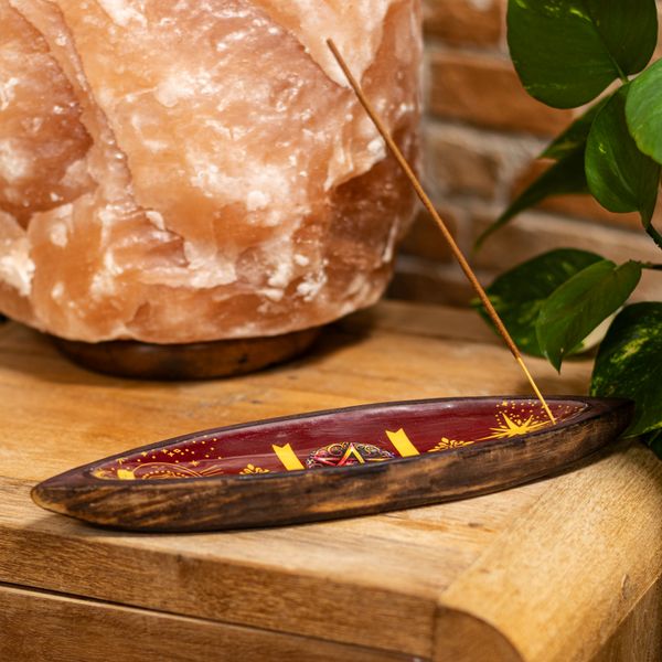 Emaliowana Podstawka pod Kadzidełka - Drewno Mango - Pentagram