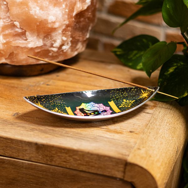 Emaliowana Podstawka pod Kadzidełka - Aluminium - Lotus Budda Czakry