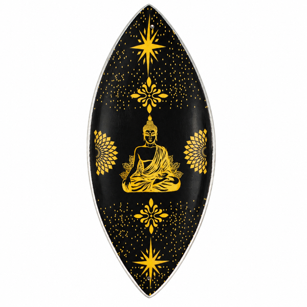 Emaliowana Podstawka pod Kadzidełka - Aluminium - Złoto-Czarny Budda
