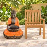 Duży Siedzący Budda z Miską z Terakoty i Kamienia 80 cm