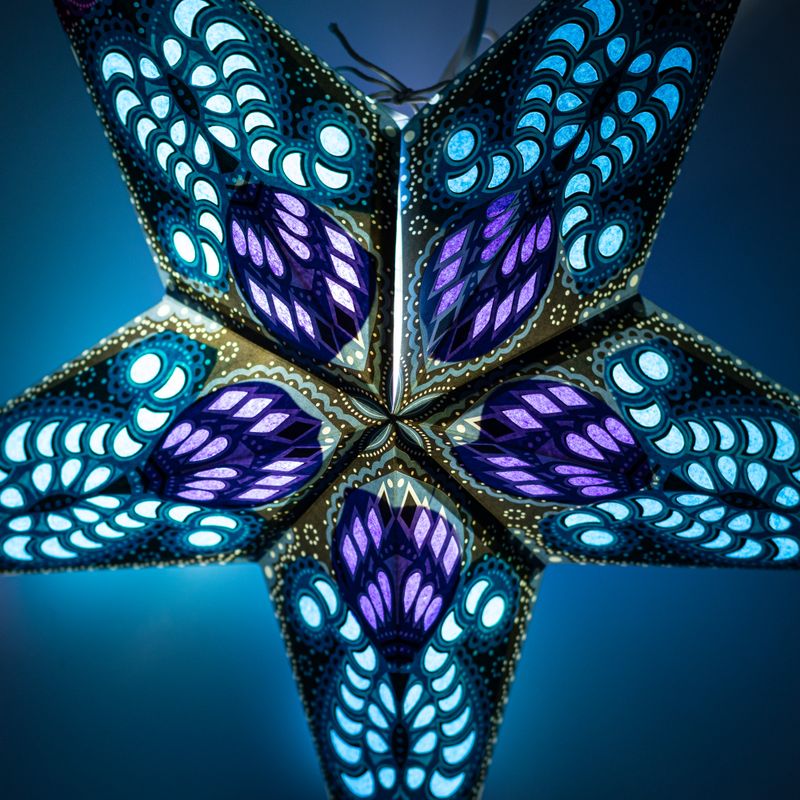 Lampa Gwiazda - Pawia Fioletowo-Turkusowa Pięcioramienna - 60 cm