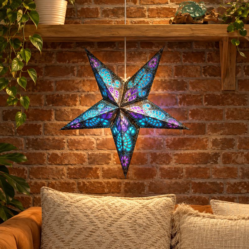 Zestaw Startowy Papierowych Lamp Gwiazd – 20 Kloszy z Przewodami i Żarówkami